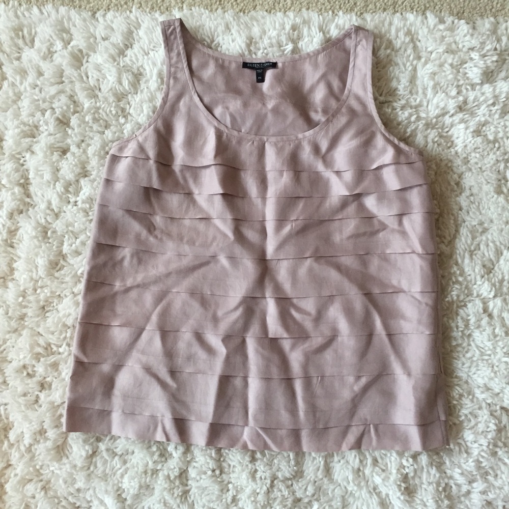 Eileen Fisher Nude Pink Color Silk Blouse Petite - Picture 1 of 5